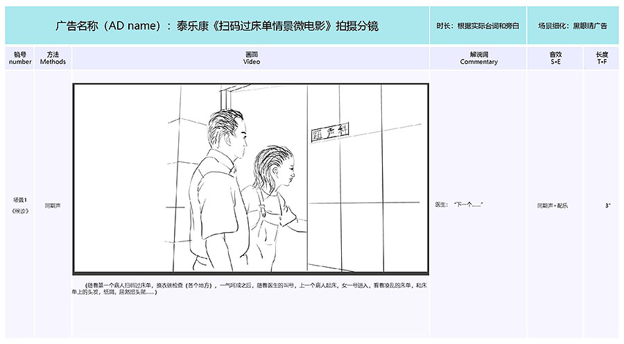 泰樂(lè)康《掃碼過(guò)床單》微電影分鏡腳本