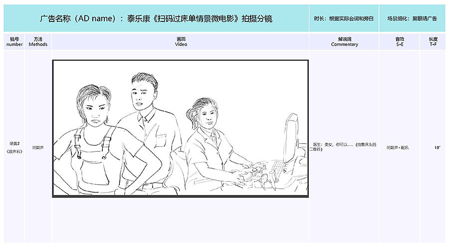 泰樂(lè)康《掃碼過(guò)床單》微電影分鏡腳本