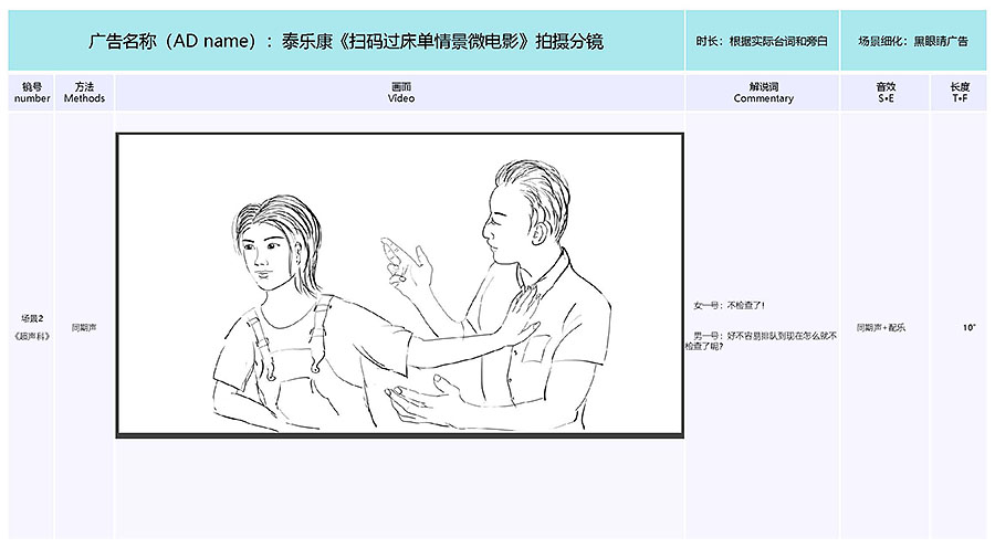 泰樂(lè)康《掃碼過(guò)床單》微電影分鏡腳本