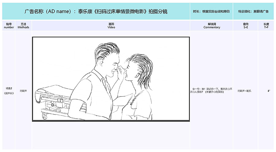 泰樂(lè)康《掃碼過(guò)床單》微電影分鏡腳本